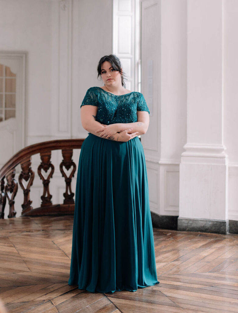 robe longue manche grande taille robe de soiree grande taille robe de ceremonie grande taille vert - canrd