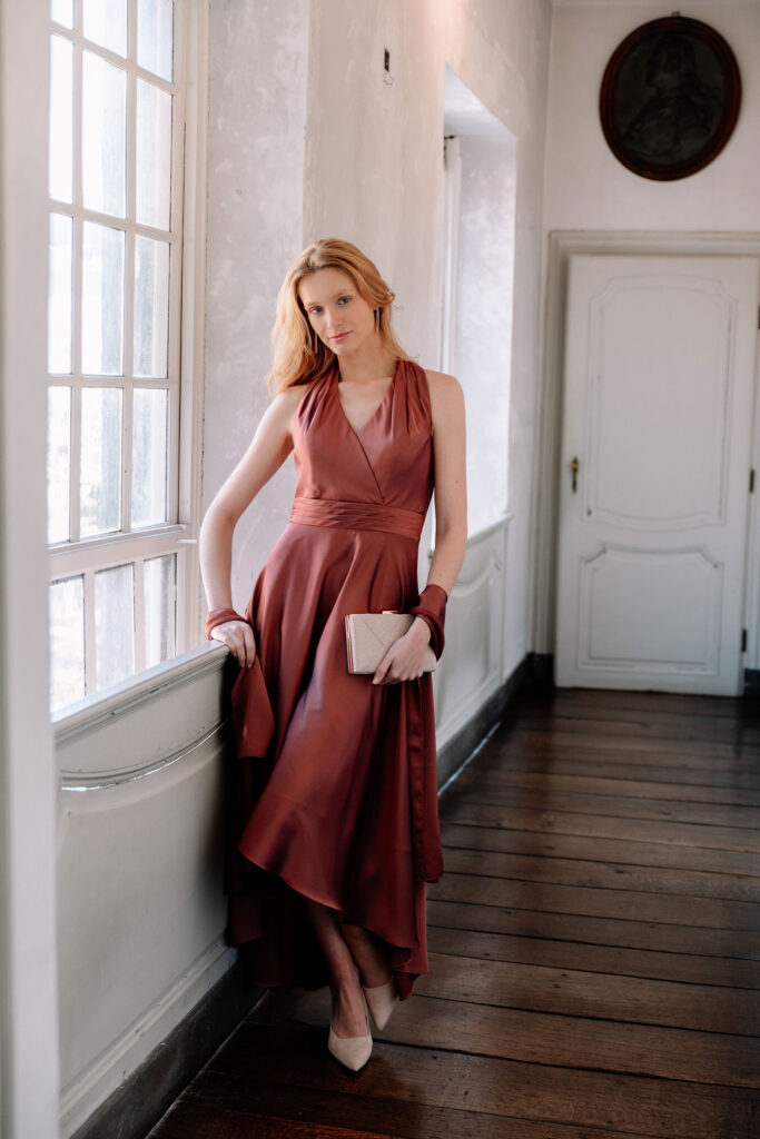 robe asymétrique terracotta